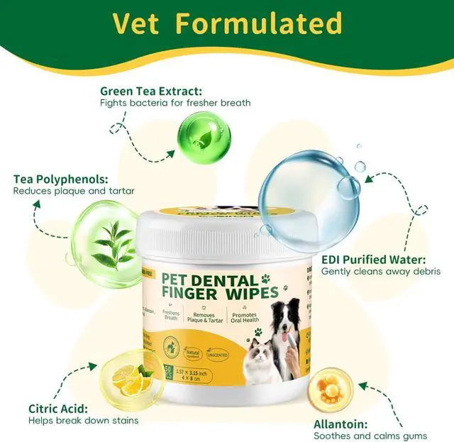 Alt view image 3 of 7 - Dental Care Finger Wipes for Dogs & Cats, 50 Counts, Unscented