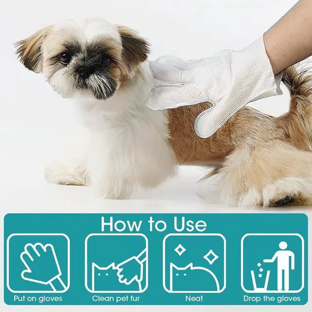 Alt view image 6 of 7 - 12PCS Pet Glove Bathing Wipes for Dogs Cats, Portable Thickened Safe Cleaning & Odor-Controlling Grooming Gloves, Nourish Fur Glove Wipes for Daily Care and Traveling, Rinse Free, Unscented. (2 Pack)