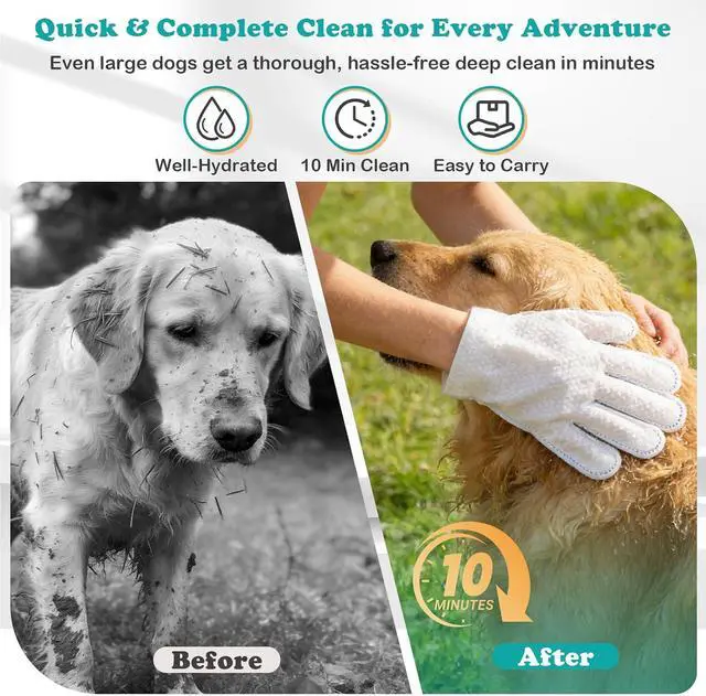 Alt view image 5 of 7 - Pet Glove Wipes for Dogs & Cats, Travel-Friendly, with No-Rinse Foam Mousse for Enhanced Cleaning & Deodorizing, Extra Thick Hypoallergenic Design, Ideal for Large & Playful Puppies