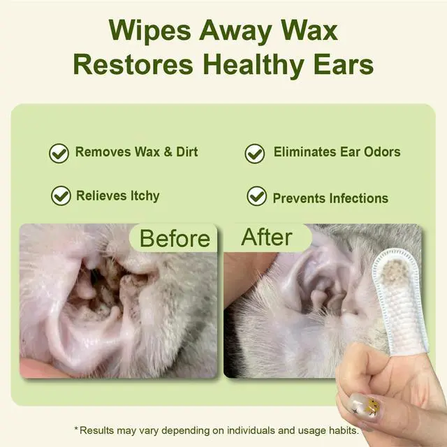 Alt view image 4 of 7 - Dog Ear Finger Wipes for Dogs & Cats, Thicker Dog Ear Cat Ear Cleaner Wipes, Dog Ear Infection Relief to Relieve Ear Itching, Remove Ear Wax, Dirt, Smelly - Fresh Green Tea Scent