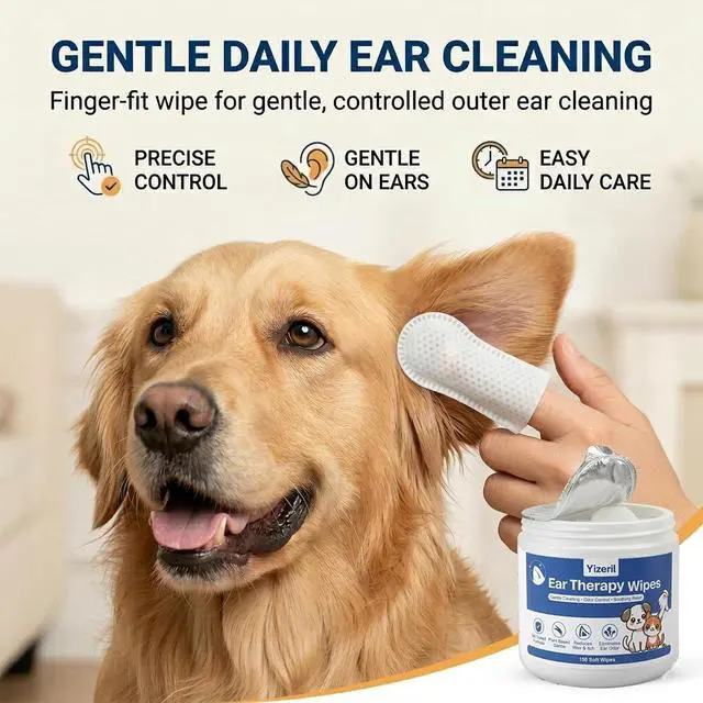 Alt view image 2 of 7 - Dog Ear Finger Wipes, 150 Count, Alcohol-Free Ear Cleaner | Soft finger wipes improve cleaning control, remove wax, dirt and odor, gentle daily care for dogs and cats