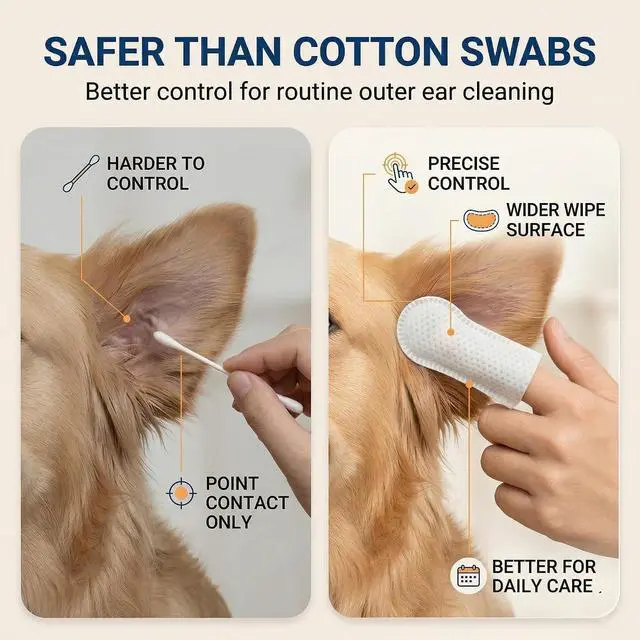 Alt view image 3 of 7 - Dog Ear Finger Wipes, 150 Count, Alcohol-Free Ear Cleaner | Soft finger wipes improve cleaning control, remove wax, dirt and odor, gentle daily care for dogs and cats