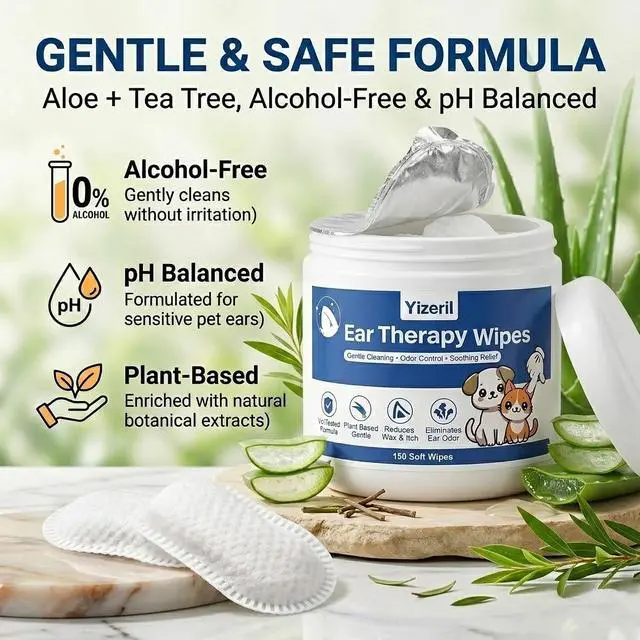 Alt view image 4 of 7 - Dog Ear Finger Wipes, 150 Count, Alcohol-Free Ear Cleaner | Soft finger wipes improve cleaning control, remove wax, dirt and odor, gentle daily care for dogs and cats