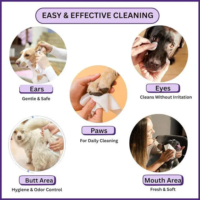 Alt view image 5 of 7 - Wipes 100% Natural, Plant-Based Hypoallergenic Grooming Wipes for Dogs & Cats Extra-Durable, Large & Thick for Effortless Cleaning (Lavender, 100 Count)