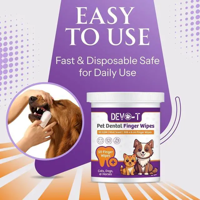 Alt view image 7 of 7 - 100% Natural Dog Teeth Cleaning Wipes Mint Scented | 50 Count | Pet Teeth Cleaning Finger Wipes for Dogs, Cats & Horses | Remove Bad Breath, Plaque & Tartar Buildup | Dog Dental Wipes Finger