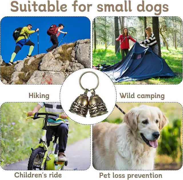 Alt view image 4 of 7 - 2Pcs Copper Collar Bell for Small Pet, Retro Brass Dog Bells with 2 KeyringClear Sound Vintage Copper Collar Charms Pendant for Dogs & Cats Tracking Anti Lost