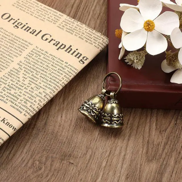 Alt view image 5 of 7 - 2Pcs Copper Collar Bell for Small Pet, Retro Brass Dog Bells with 2 KeyringClear Sound Vintage Copper Collar Charms Pendant for Dogs & Cats Tracking Anti Lost
