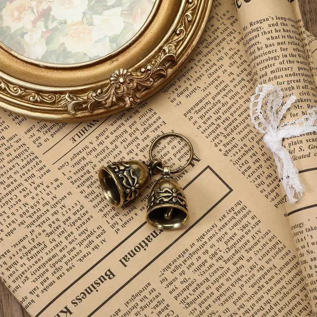 Alt view image 6 of 7 - 2Pcs Copper Collar Bell for Small Pet, Retro Brass Dog Bells with 2 KeyringClear Sound Vintage Copper Collar Charms Pendant for Dogs & Cats Tracking Anti Lost