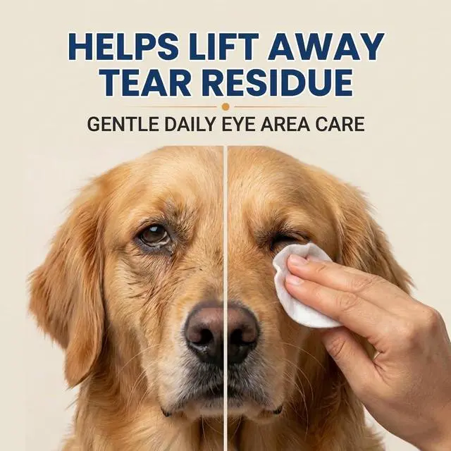 Alt view image 2 of 7 - Dog Eye Wipes, 200 Count, Soft Round Tear Stain Pads | Alcohol-free pads gently clean tear residue, discharge and crust around sensitive eye areas