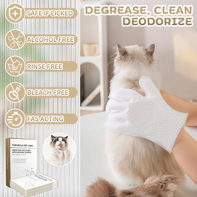 Alt view image 3 of 7 - Pet Glove Wipes for Dogs & Cats, Rinse-Free, Individually Wrapped, 6 Count | 7 Plant Extracts, Extra-Thick Material, Hypoallergenic, Lick-Safe, Travel-Ready