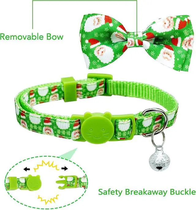 Alt view image 2 of 7 - Christmas Cat Bow Tie Collar with Bell, 2 Pack Holiday Kitty Kitten Santa and Snowman Collar for Male Female Girls Boys