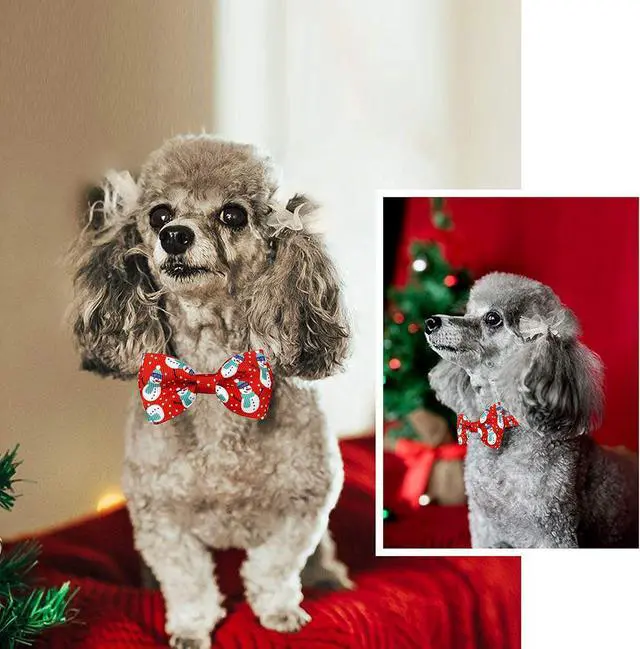 Alt view image 5 of 7 - Christmas Cat Bow Tie Collar with Bell, 2 Pack Holiday Kitty Kitten Santa and Snowman Collar for Male Female Girls Boys