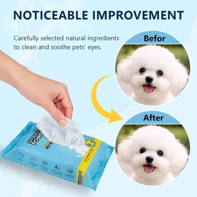 Alt view image 4 of 6 - Bamboo Pet Eye Wipes for Dogs & Cats, Remove Tear Stains & Discharge, Daily Eye Cleaning for Clear & Bright Eyes (70)