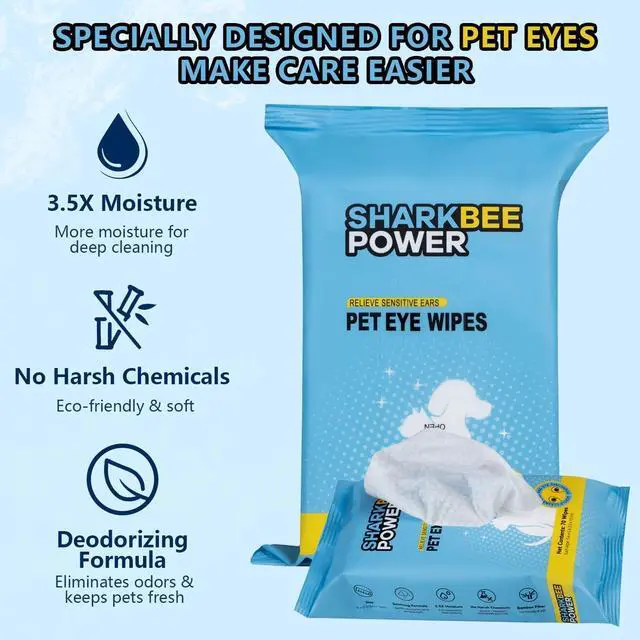 Alt view image 6 of 6 - Bamboo Pet Eye Wipes for Dogs & Cats, Remove Tear Stains & Discharge, Daily Eye Cleaning for Clear & Bright Eyes (70)