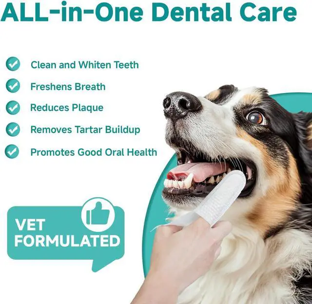 Alt view image 2 of 7 - Pet Dental Finger Wipes for Dogs & Cats, Dog Teeth Cleaning Wipes Tooth Brushing Kit by Remove Plaque and Tartar & Freshens Breath Buildup No-Rinse Dog Finger Toothbrush Mint Flavor