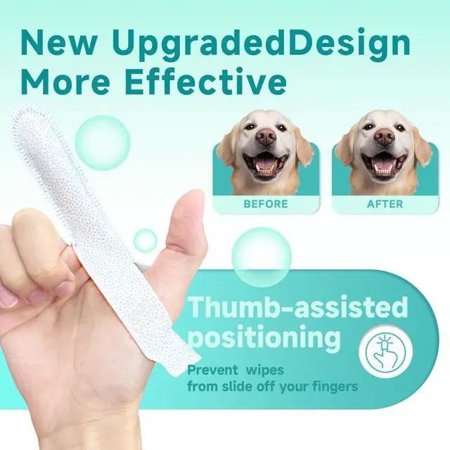 Alt view image 3 of 7 - Pet Dental Finger Wipes for Dogs & Cats, Dog Teeth Cleaning Wipes Tooth Brushing Kit by Remove Plaque and Tartar & Freshens Breath Buildup No-Rinse Dog Finger Toothbrush Mint Flavor