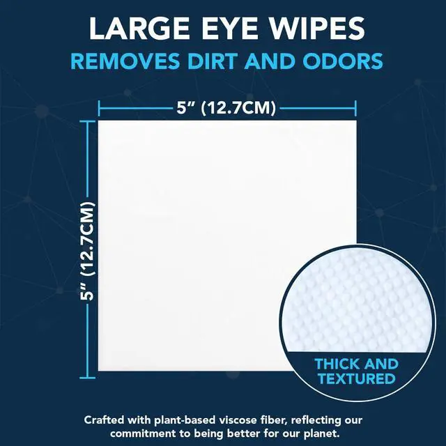 Alt view image 3 of 7 - 100PCs Dog Eye Wipes - Tear Stain Remover for Dogs - Formulated with Chamomile and Aloe to Remove Eye Debris, Tear Stains & Eye Discharge - Plant Based, Safe, and Large 5"x5" Unscented Wipes