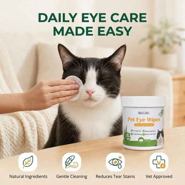 Alt view image 7 of 7 - Dog Eye Wipes, 200 Count, Alcohol-Free, pH-Balanced | Soft round pads wipe away tear stains, discharge and crust, gentle daily eye care for cats and dogs
