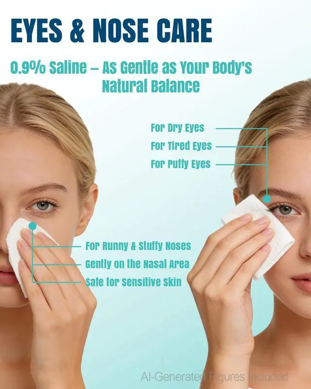 Alt view image 5 of 7 - Ourmed Saline Wipes 40 Count, Sterile Unscented Gentle Cotton Wipes for Baby & Kids, Eye Nose Face Care, Hypoallergenic for Sensitive Skin, Piercing Aftercare & Wound Cleansing