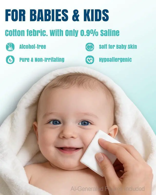 Alt view image 7 of 7 - Ourmed Saline Wipes 40 Count, Sterile Unscented Gentle Cotton Wipes for Baby & Kids, Eye Nose Face Care, Hypoallergenic for Sensitive Skin, Piercing Aftercare & Wound Cleansing