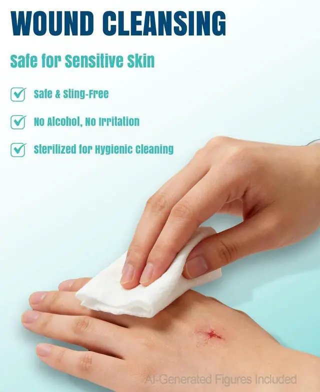 Alt view image 4 of 7 - Ourmed Saline Wipes 40 Count, Sterile Unscented Gentle Cotton Wipes for Baby & Kids, Eye Nose Face Care, Hypoallergenic for Sensitive Skin, Piercing Aftercare & Wound Cleansing