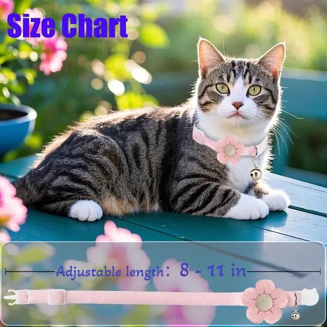 Alt view image 5 of 7 - Breakaway Cat Collars with Bells, Kitten Collar for Girl Boy Adjustable Safety Kitty Collars for Cats Puppy and Small Pets (Pink)