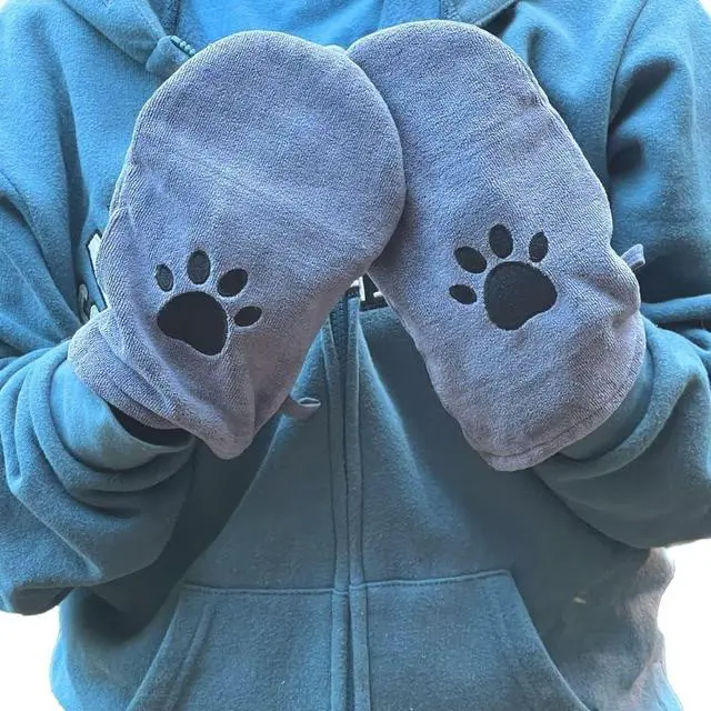 Alt view image 2 of 7 - Microfiber Pet Towel Mitts - Paw Cleaning and Drying Mitts/Gloves for Dogs and Cats (Gray, Standard - 2 Pack)