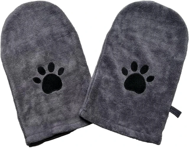 Main image of Microfiber Pet Towel Mitts - Paw Cleaning and Drying Mitts/Gloves for Dogs and Cats (Gray, Standard - 2 Pack)
