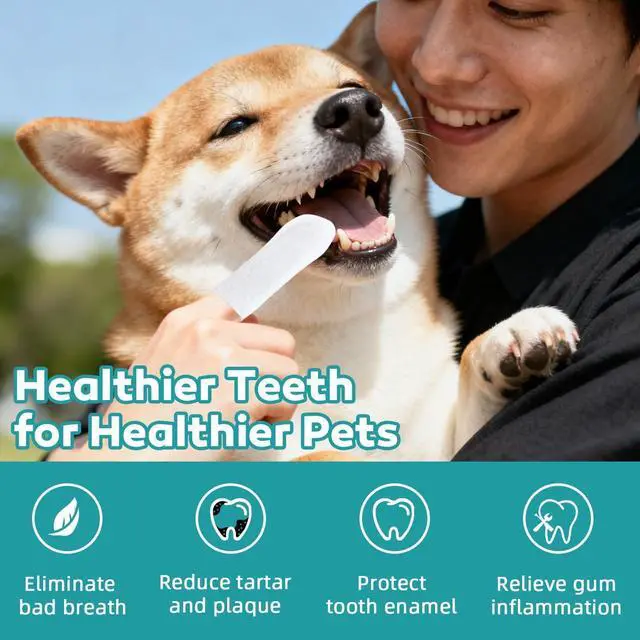 Alt view image 5 of 6 - Teeth Cleaning Wipes for Dogs & Cats, Natural Formula Dog Finger Toothbrush Wipes Remove Plaque & Tartar Buildup, No-Rinse Disposable Dog Dental Care Finger Wipes(50 PCS)