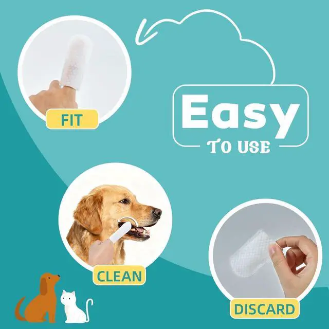 Alt view image 6 of 6 - Teeth Cleaning Wipes for Dogs & Cats, Natural Formula Dog Finger Toothbrush Wipes Remove Plaque & Tartar Buildup, No-Rinse Disposable Dog Dental Care Finger Wipes(50 PCS)