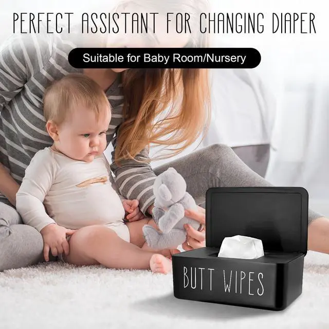 Alt view image 3 of 6 - Baby Wipes Dispenser 7.48" L x 4.52" W x 2.75" H (19x11.5x7cm) | Flushable Wipes Container for Bathroom, Diaper Wipe Holder, Black