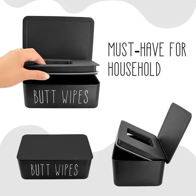 Alt view image 5 of 6 - Baby Wipes Dispenser 7.48" L x 4.52" W x 2.75" H (19x11.5x7cm) | Flushable Wipes Container for Bathroom, Diaper Wipe Holder, Black