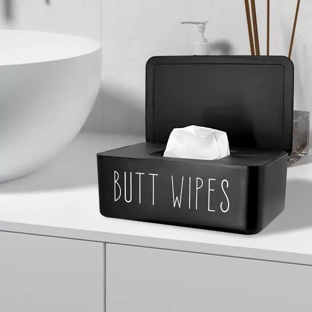 Alt view image 6 of 6 - Baby Wipes Dispenser 7.48" L x 4.52" W x 2.75" H (19x11.5x7cm) | Flushable Wipes Container for Bathroom, Diaper Wipe Holder, Black
