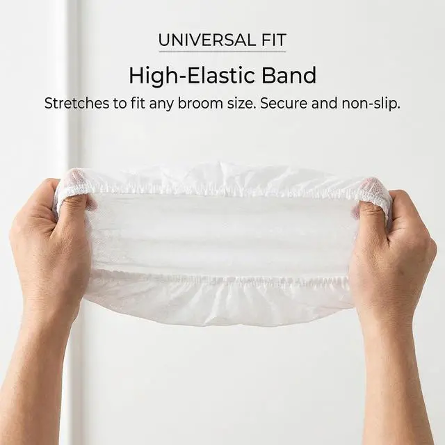 Alt view image 7 of 7 - 100PC Disposable Broom Cover Dust Wipes | Non-Woven Floor Cleaning Covers with Double Elastic Fit for Pet Hair Removal Broom, Sweep Mop, Household Cleaning Tools