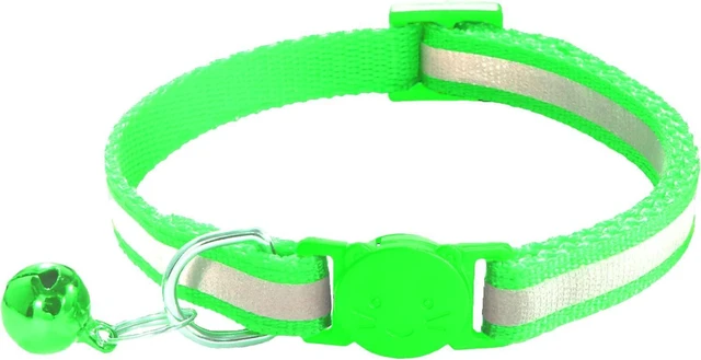 Alt view image 4 of 5 - 2 Pack Breakaway Cat Collars with Bells, Reflective Design and Claw Print Design, Safety Buckle Kitten Collars Adjustable from 7.5 to 12.5 Inches (Green)