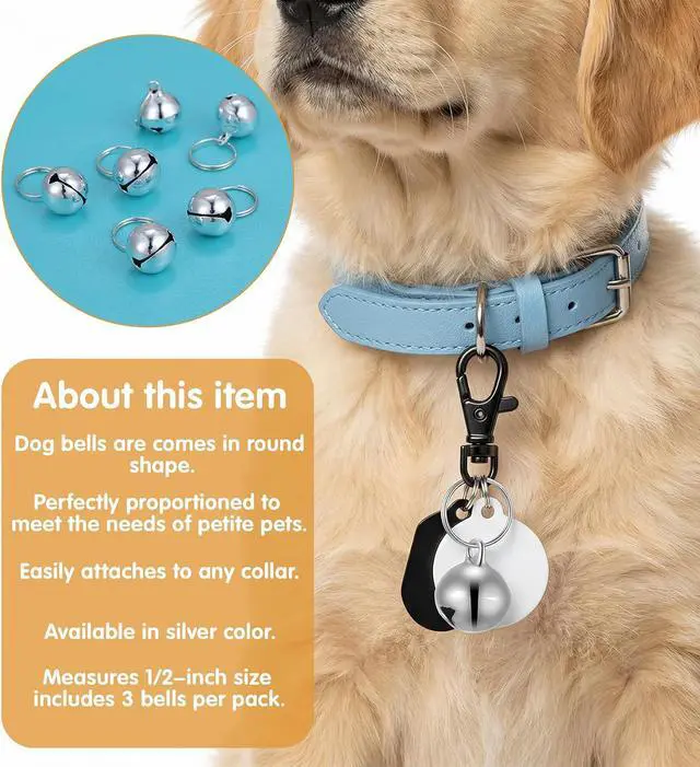 Alt view image 3 of 7 - 6 Pcs Bell for Cat Collar, Stainless Steel Small Pet Bells Small Bell for Cat Collar Jingle Bells for Pets Collars Charm, Anti-Lost Training, 1/2-Inch, Silver