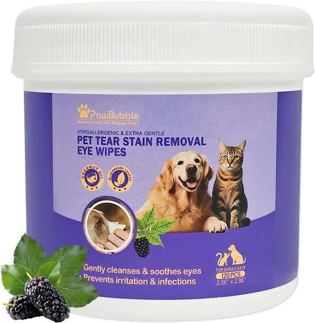 Main image of Eye Wipes for Dogs & Cats, Gentle Tear Stain Remover, 120 Count