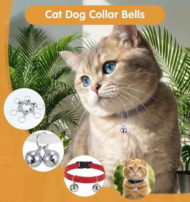 Alt view image 4 of 7 - 6 Pcs Bell for Cat Collar, Stainless Steel Small Pet Bells Small Bell for Cat Collar Jingle Bells for Pets Collars Charm, Anti-Lost Training, 1/2-Inch, Silver