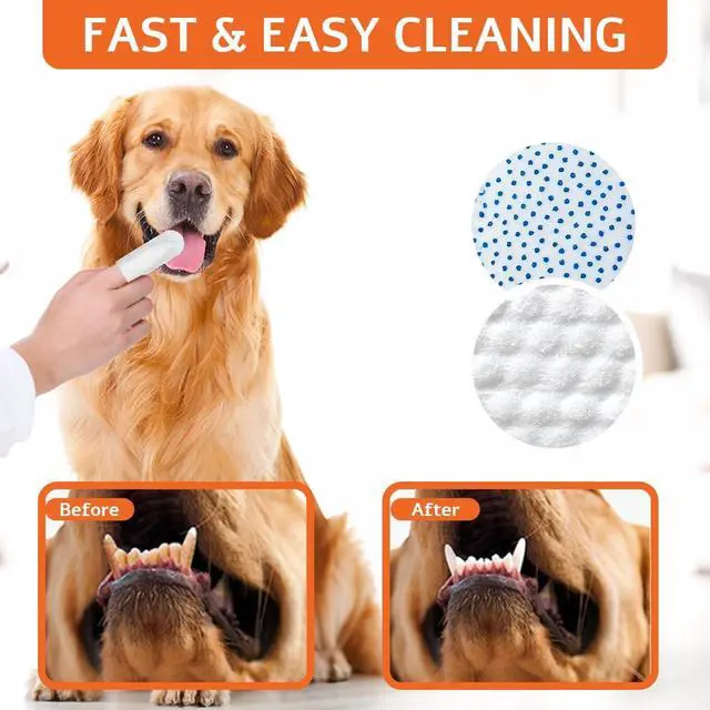 Alt view image 3 of 7 - Dog Dental Wipes and Dog Teeth Cleaning Wipes, Puppy Tooth Brushing Kit Alternative for Dental Wipes for Dogs Teeth and Cat Tooth Brush Use, Non Woven Lick Safe No Rinse, 50 Count