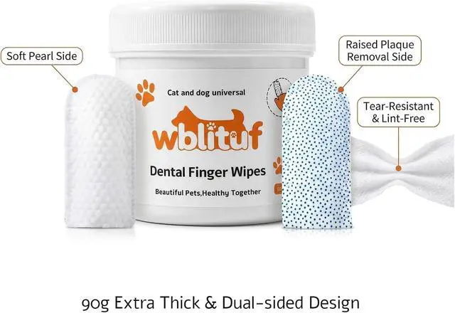 Alt view image 5 of 7 - Dog Dental Wipes and Dog Teeth Cleaning Wipes, Puppy Tooth Brushing Kit Alternative for Dental Wipes for Dogs Teeth and Cat Tooth Brush Use, Non Woven Lick Safe No Rinse, 50 Count