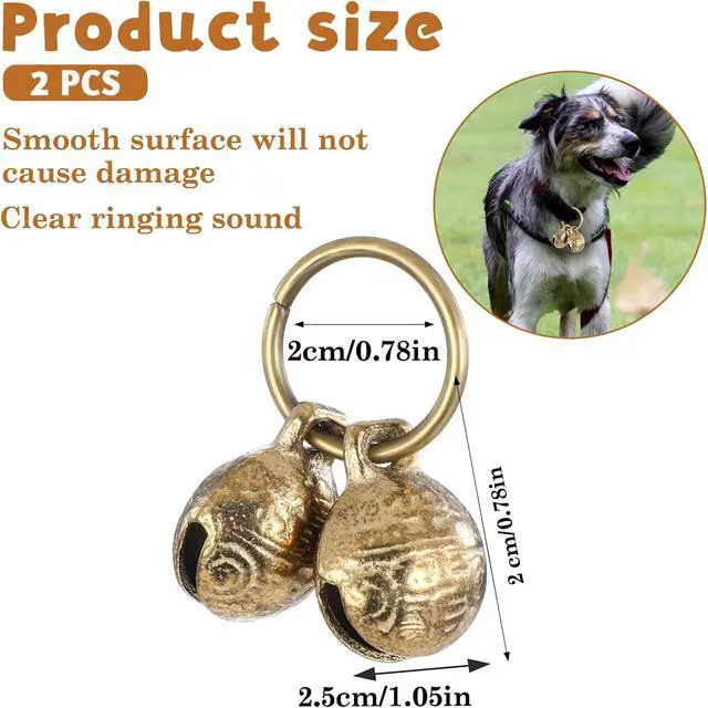 Alt view image 2 of 7 - Copper Bell for Dog Collar, 4 PCS Brass Dog Bells Extra Loud Collar Bell for Pet Tracking Anti Lost Training Pets Pendant Accessories Anti Theft Bells for Little Dogs & Cats
