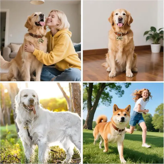 Alt view image 7 of 7 - Loud Dog Collar Bells, Durable Pet Bells Tracker for Large Dogs, 4 Copper ells and 2 Leather Button Strap for Outdoor Safety, Pet Tracking, Hiking, Walking