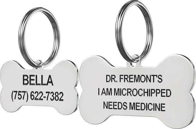 Main image of Stainless Steel Pet ID Tag Front and Back Custom for Dog Cat Personalized