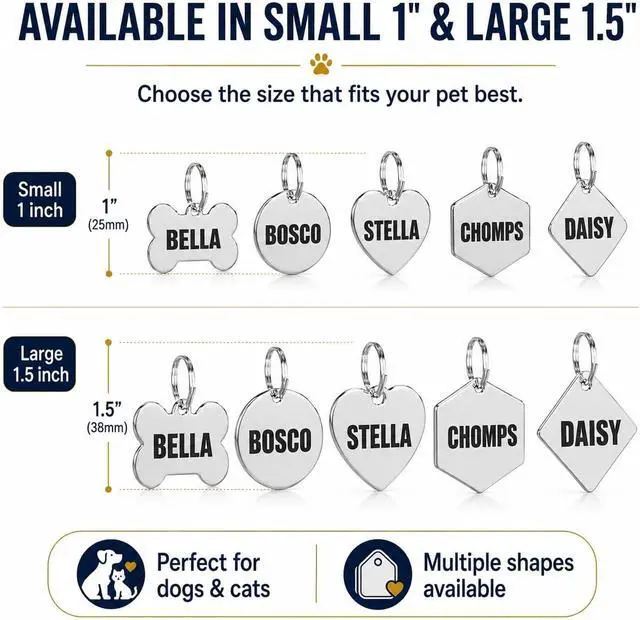 Alt view image 4 of 7 - Stainless Steel Pet ID Tag Front and Back Custom for Dog Cat Personalized