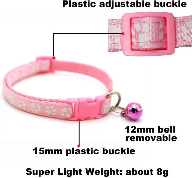 Alt view image 6 of 7 - Black XS Dog Collar with Bell, 2-Pack Reflective XXS Puppy Cat Collars | Soft Nylon Adjustable Buckle for XXS XSmall Extra Small X-Small Tiny Boy Girl Pets Female Male Kitten Yorkie Teacup Chihuahua