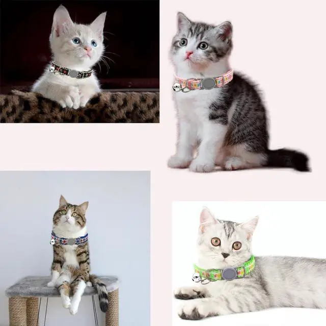 Alt view image 2 of 6 - Black Cat Collar Breakaway with Bell, Break Away Kitten Collar with Bells, Cute Flower Tiny Dog Collar for XXS Xs Little Pet Dogs, Neck 7.5-12inch