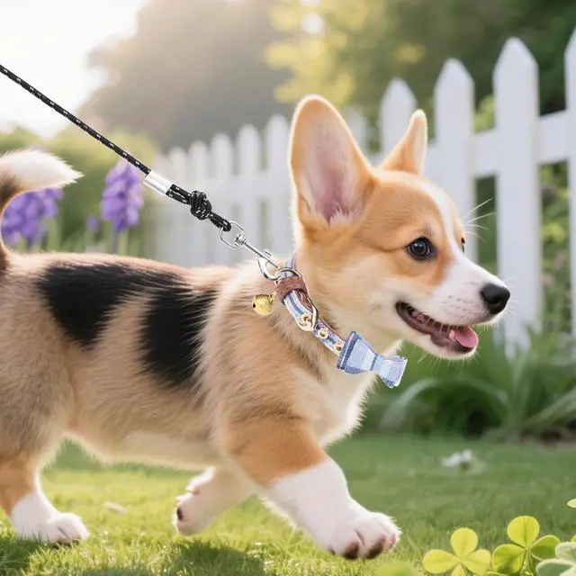 Alt view image 7 of 7 - Puppy Collar with Bell XS Dog Collar Charm Adjustable Bowtie Soft Leather for Cats Kittens Extra Small Dogs