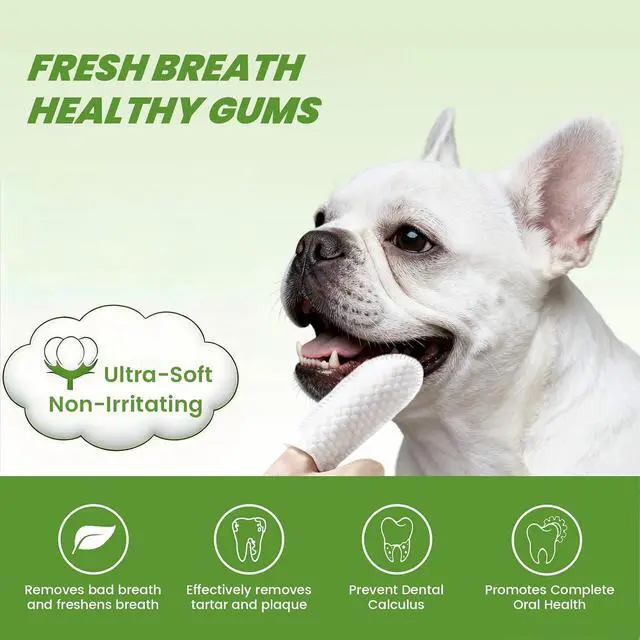 Alt view image 2 of 7 - Dog Dental Wipes for Teeth Cleaning - Removes Plaque & Tartar, Effective Toothbrush & Toothpaste Alternative Kit Finger Pet Dental Care Pads, Fresh Breath for Dogs & Cats - 60ct, Unscented