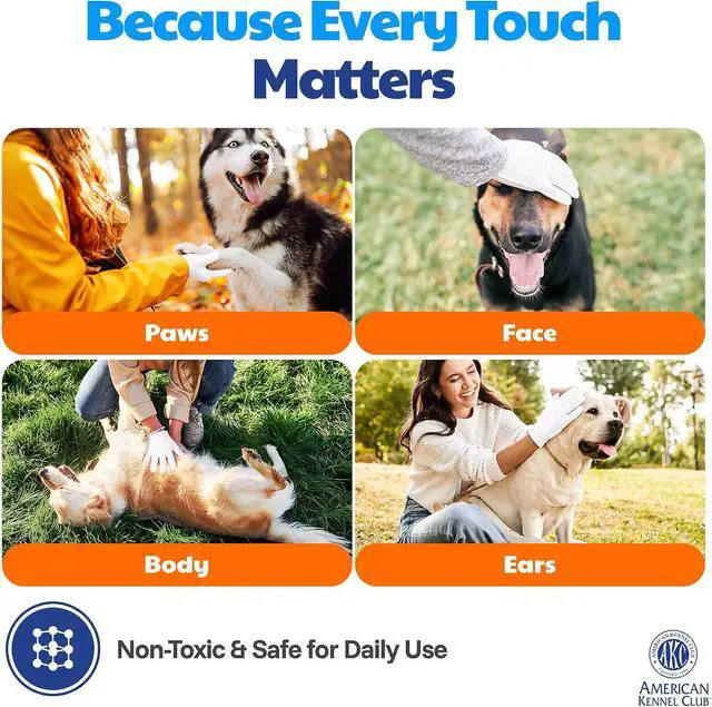 Alt view image 2 of 5 - AKC Coconut Dog Bathing Glove Wipes, No-Rinse, 6 Pack | Deodorizing waterless cleaning gloves quickly clean paws and fur for all dog sizes, fur types and travel.