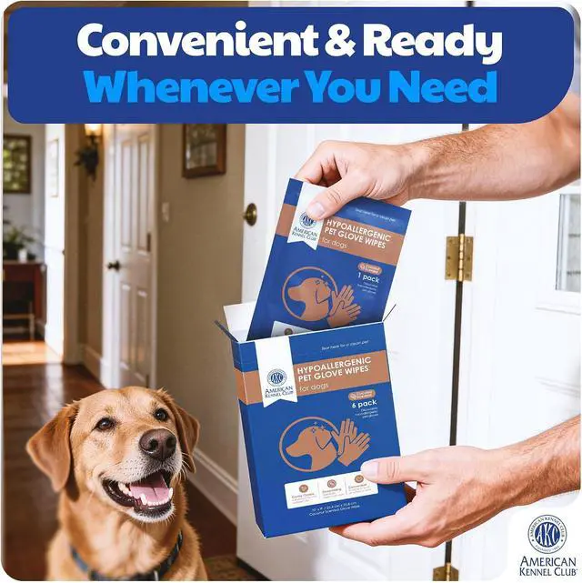 Alt view image 4 of 5 - AKC Coconut Dog Bathing Glove Wipes, No-Rinse, 6 Pack | Deodorizing waterless cleaning gloves quickly clean paws and fur for all dog sizes, fur types and travel.